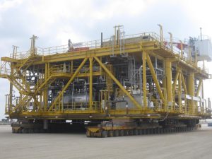 Gas Re-Injection Platform being transported to AIS Charter Barge