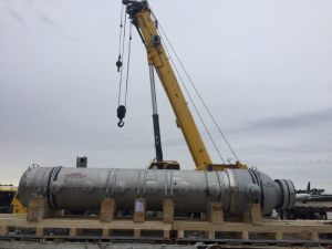 1 of 2 DXU Heat Exchanger staging for crane lift at IAH Houston Airport